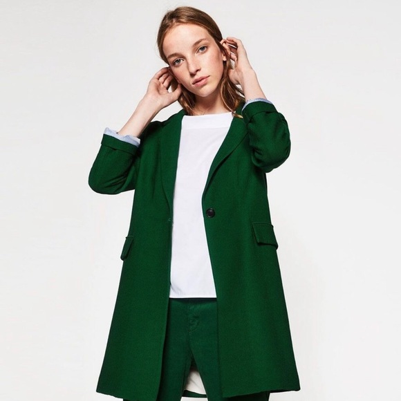 zara emerald green coat